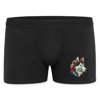 Husky dog head polygonal geometric art - Men's Boxer Shorts - black - Front