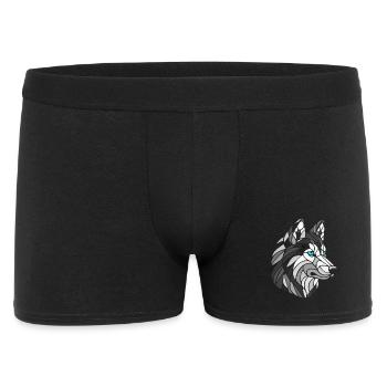 Black and White Husky with Blue Eyes, Geometric - Men's Boxer Shorts - black - Front