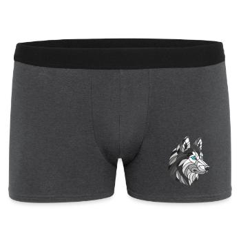 Black and White Husky with Blue Eyes, Geometric - Men's Boxer Shorts - charcoal grey - Front