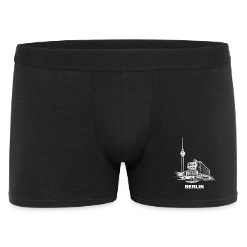 Berlin - Alex/Fernsehturm - Männer Boxer Shorts - Schwarz - Vorne