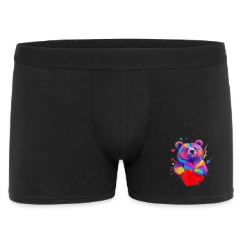 Colorful Grizzly Bear Heart - Men's Boxer Shorts - black - Front