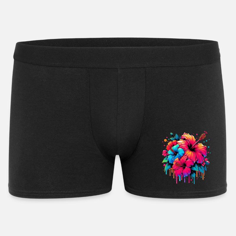 Hibiskusblüten - Männer Boxer Shorts - Schwarz