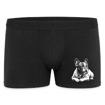 Süße Französische Bulldogge in liegender Pose - Männer Boxer Shorts - Schwarz - Vorne