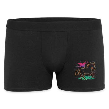 Glowing unicorn rider on colorful meadow - Men's Boxer Shorts - black - Front