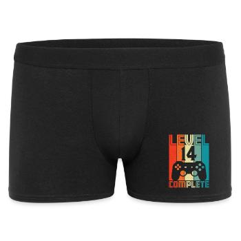 14. Geburtstag Gamer – 14 Jahre Level 14 Complete - Männer Boxer Shorts - Schwarz - Vorne