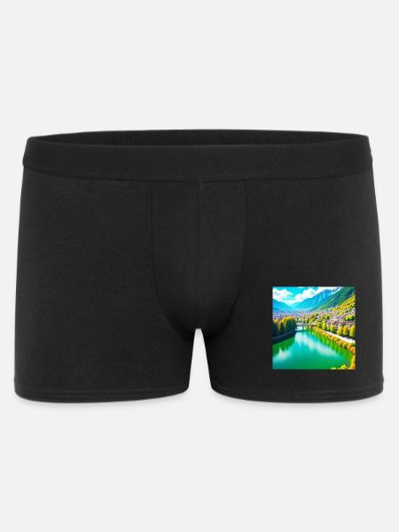 Emerald Valley und Alpendorf - Männer Boxer Shorts - Schwarz