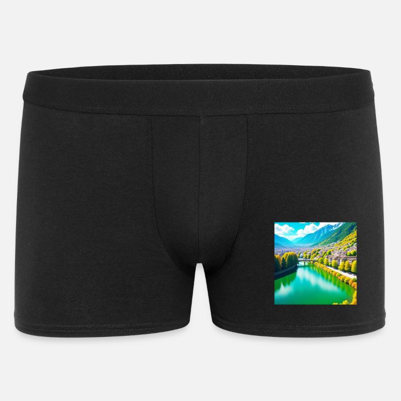 Emerald Valley und Alpendorf - Männer Boxer Shorts - Schwarz