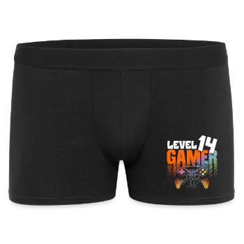 Level 14 Gamer Regenbogen Controller 14 Jahre - Männer Boxer Shorts - Schwarz - Vorne