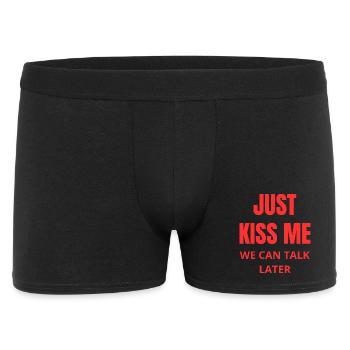 Just Kiss Me Phrase Love Red Humor - Men's Boxer Shorts - black - Front