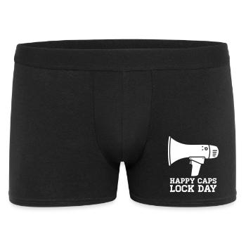 Megafon Happy Caps Lock Day Nerd  - Männer Boxer Shorts - Schwarz - Vorne