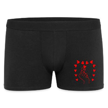 Finger Heart Love – Minimal Red Line Art Design - Men's Boxer Shorts - black - Front