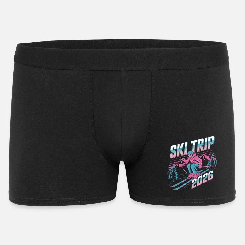 SkiTrip 2026 Retro Neon - Männer Boxer Shorts - Schwarz