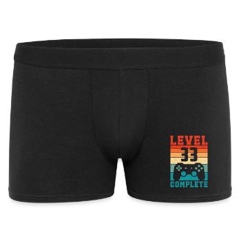 33. Geburtstag Level 33 Complete 33 Jahre Gamer - Männer Boxer Shorts - Schwarz - Vorne