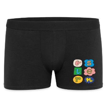 bunte Oster Buchstaben - Männer Boxer Shorts - Schwarz - Vorne