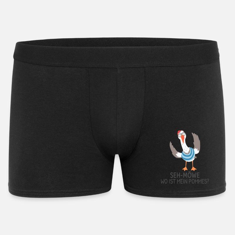 SEH-MÖWE Wo ist mein Pommes? Lustige Möwe - Männer Boxer Shorts - Schwarz