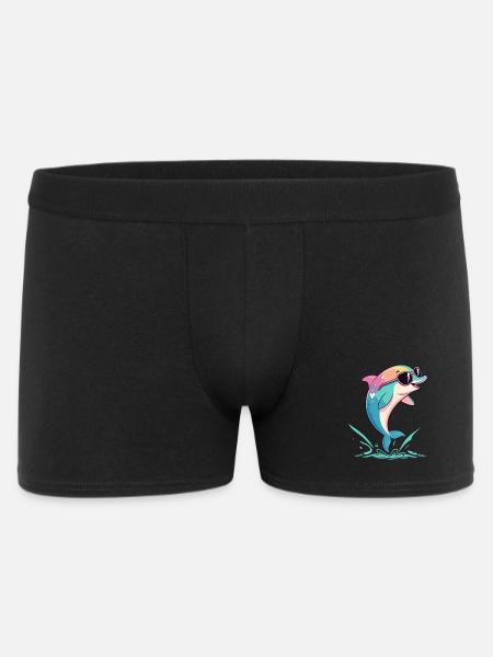 Rainbow dolphin in glasses - Men's Boxer Shorts - black