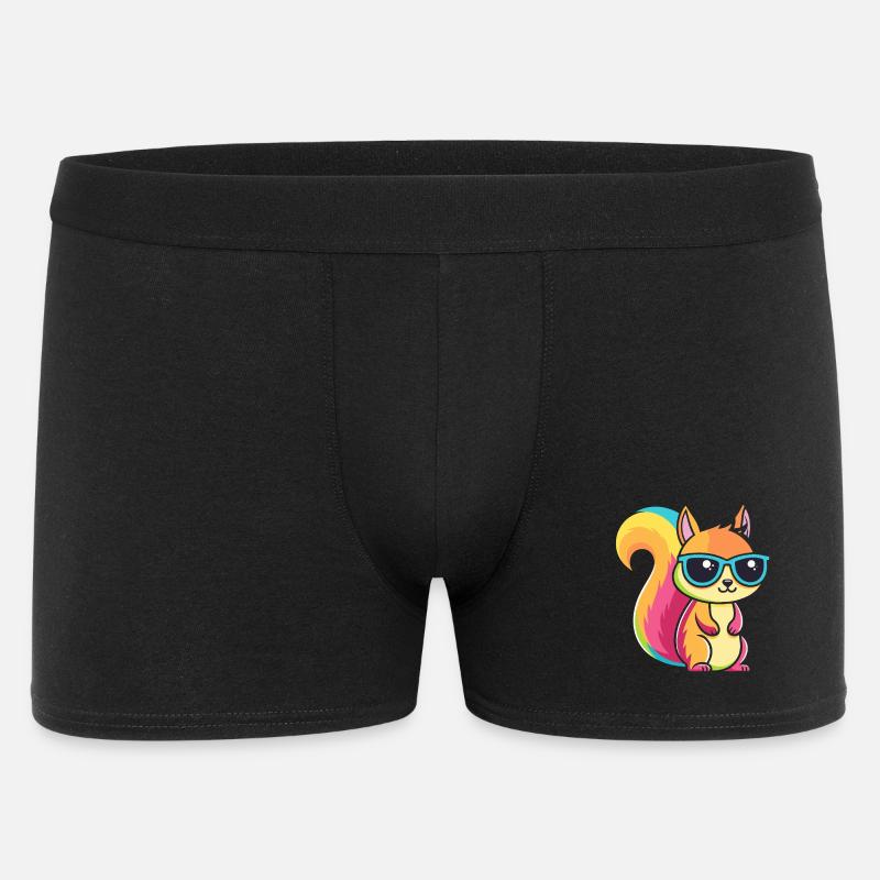 Regenbogen-Eichhörnchen mit Brille - Männer Boxer Shorts - Schwarz