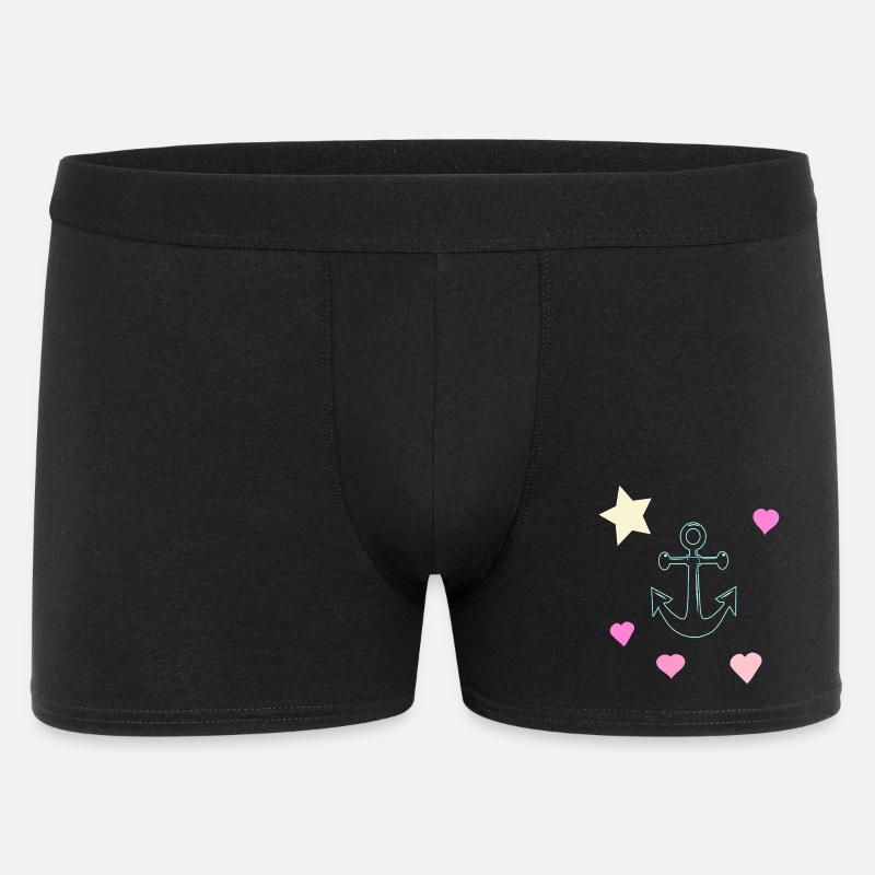 Pastello Anchor Doodle con Cuori e Stella - Boxer da uomo - nero