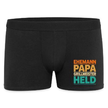 Ehemann Papa Grillmeister Held - Männer Boxer Shorts - Schwarz - Vorne