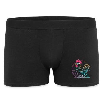 Coq neon rétro avec lunettes - Boxer Homme - noir - Devant