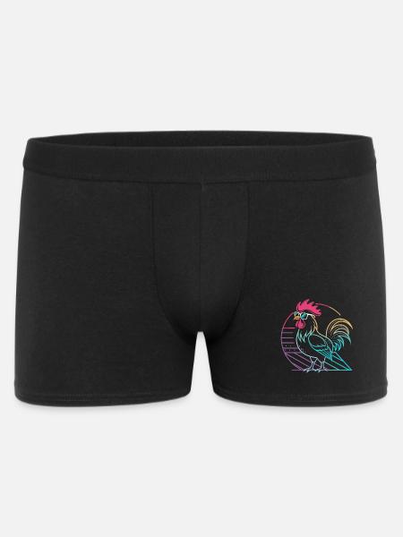 Retro-Neon-Hahn mit Brille - Männer Boxer Shorts - Schwarz