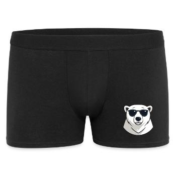 Eisbär mit dunkler Brille - Männer Boxer Shorts - Schwarz - Vorne