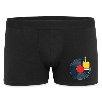 Vinyl Album with Hand Showing Middle Finger - Men's Boxer Shorts - black - Front