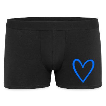 Blue Line Heart | Minimal Design - Men's Boxer Shorts - black - Front