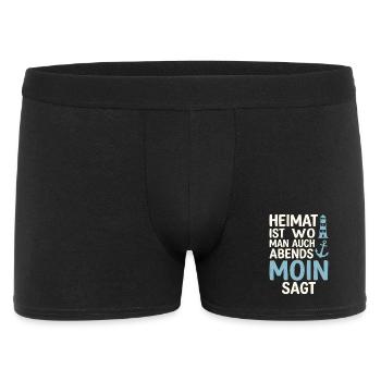 Heimat ist wo man auch abends Moin sagt  - Männer Boxer Shorts - Schwarz - Vorne