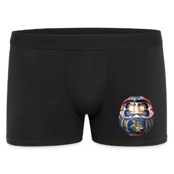 Bunter Daruma mit Blumenmuster Origami Daruma - Männer Boxer Shorts - Schwarz - Vorne