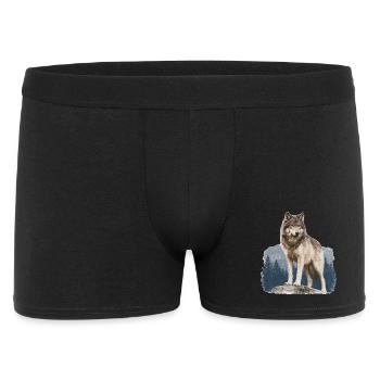 Wolf - Männer Boxer Shorts - Schwarz - Vorne