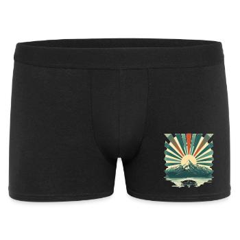 Sonnenaufgang über Bergsee - Männer Boxer Shorts - Schwarz - Vorne