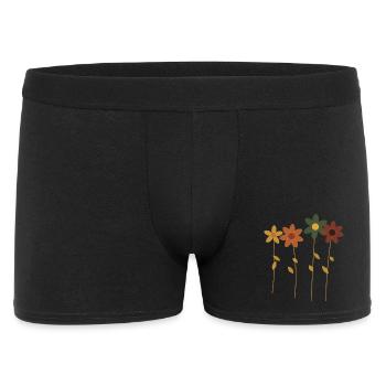 Retro-Blumen in der Reihe - Männer Boxer Shorts - Schwarz - Vorne