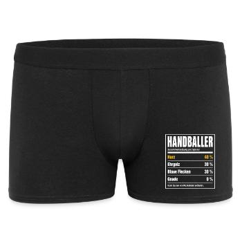 Handballer Inhaltsstoffe – 40 % Harz, 0 % Gnade - Männer Boxer Shorts - Schwarz - Vorne