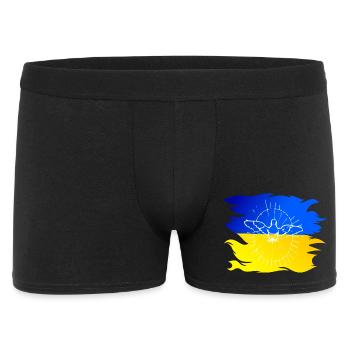 Ukraine flag with dove of peace - Men's Boxer Shorts - black - Front