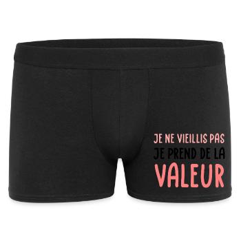 Je ne vieillis pas je prends de la valeur (black) - Boxer Homme - noir - Devant