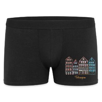 Tübingen, Süddeutschland, Strichzeichnung - Männer Boxer Shorts - Schwarz - Vorne