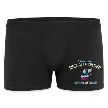 Ohne Dich sind alle Bilder blau, Freundschaft - Männer Boxer Shorts - Schwarz - Vorne