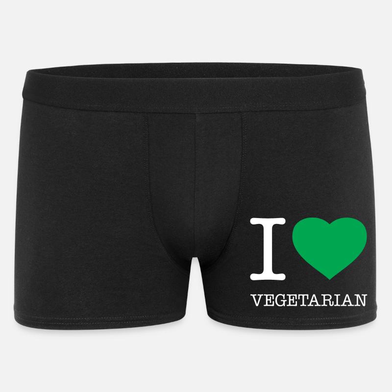 I LOVE VEGETARIAN - Männer Boxer Shorts - Schwarz