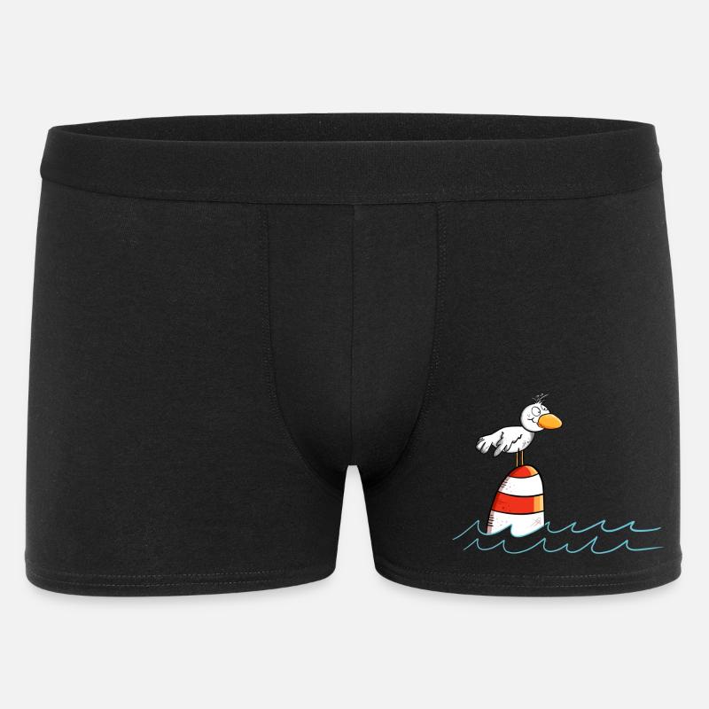 Drollige Möwe Will Meer - Männer Boxer Shorts - Schwarz