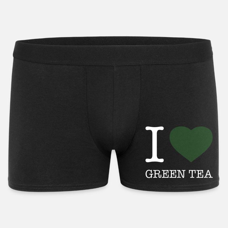 I LOVE GREEN TEA - Männer Boxer Shorts - Schwarz