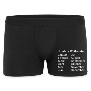 1Jahr 12 Monate Kalender Print - Männer Boxer Shorts - Schwarz - Vorne