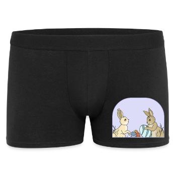 Lapins mignons avec des œufs - Boxer Homme - noir - Devant