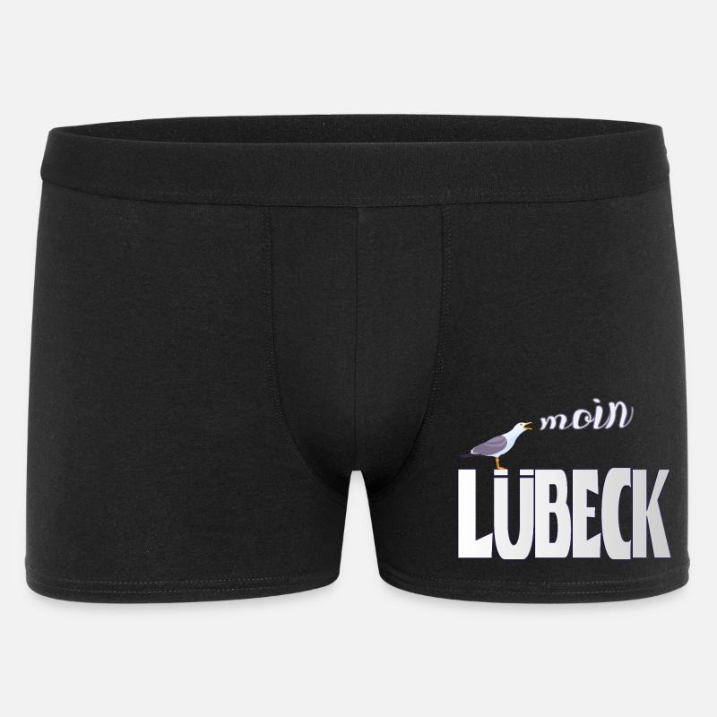 Lübeck Möwe & Moin Design - Männer Boxer Shorts - Schwarz
