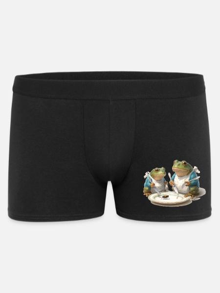 Frosch-Dinner: Fliege am Teller - Männer Boxer Shorts - Schwarz