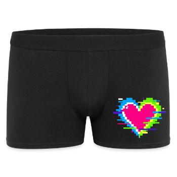 Pixel Heart Neon Glitch Rainbow - Men's Boxer Shorts - black - Front