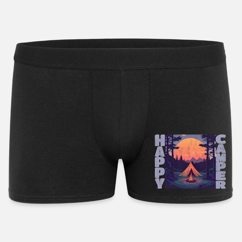 Happy Camper - Männer Boxer Shorts - Schwarz