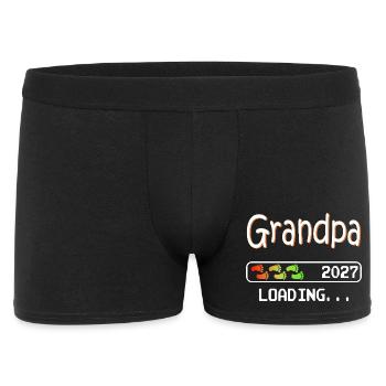Werdender Opa 2027 loading zukünftiger Großvater - Männer Boxer Shorts - Schwarz - Vorne