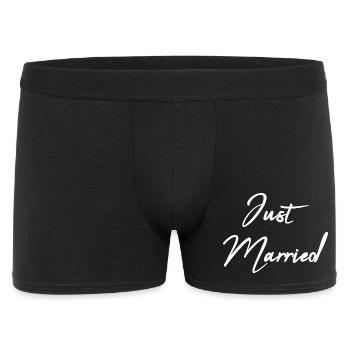 GERADE VERHEIRATET. Junggesellinnenabschied. VALENTINSTAG. PAAR - Männer Boxer Shorts - Schwarz - Vorne