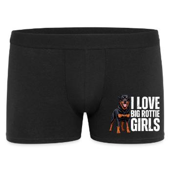 I Love Big Rottie Girls Rottweiler Hund - Männer Boxer Shorts - Schwarz - Vorne